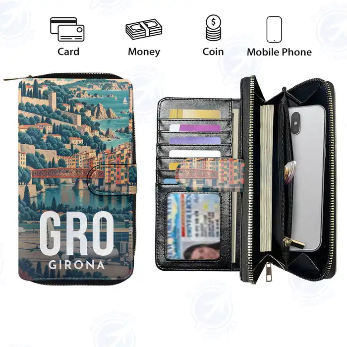 Girona–Costa Brava Airport (GRO) Leather Wallets - Zip Long Wallet - Scene