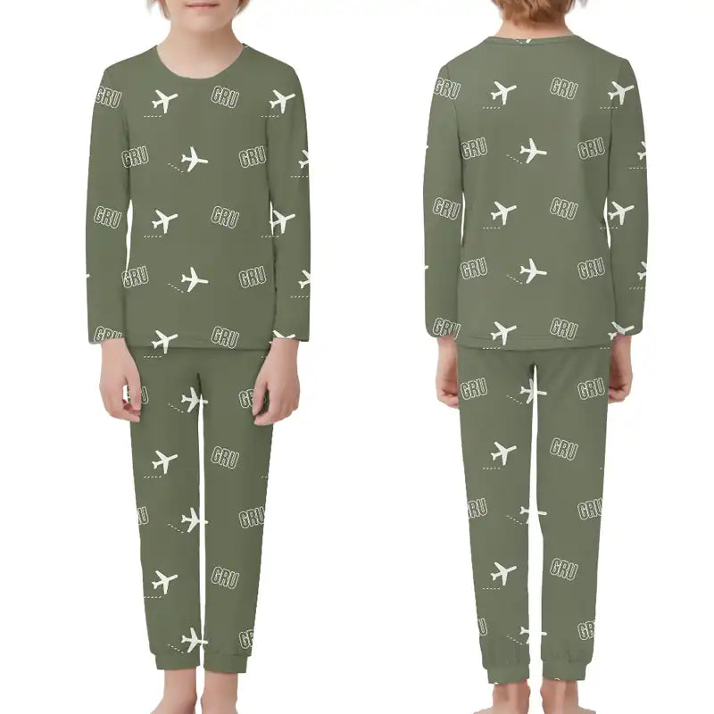 Sao Paulo Guarulhos International Airport (GRU) Pajamas - Children Pajamas - Green Army