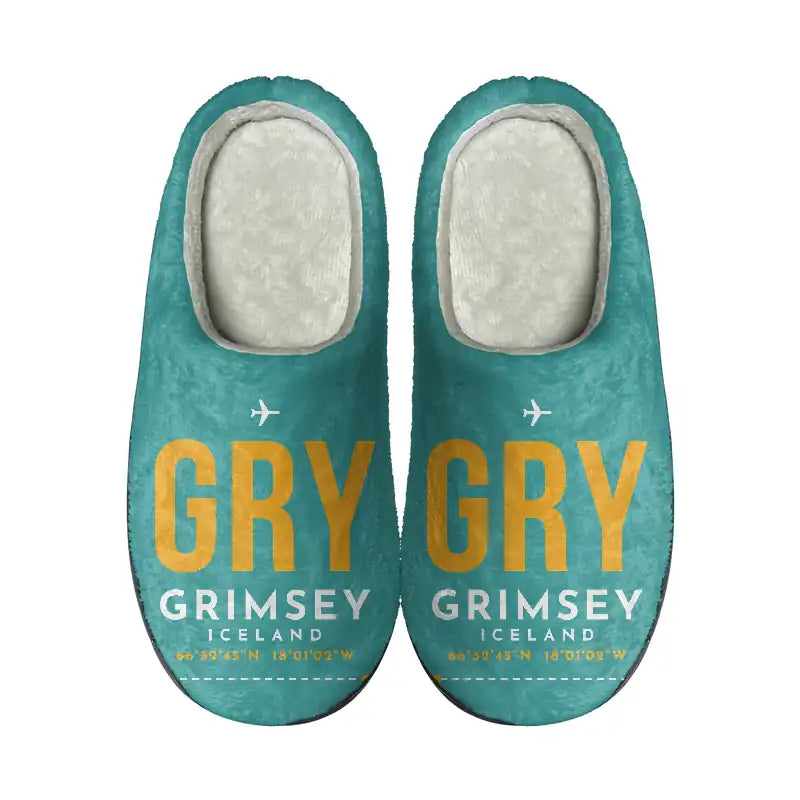 Grimsey Airport (GRY) Slippers & Flip Flops - Slippers - Cotton - Code - Same - Turquoise