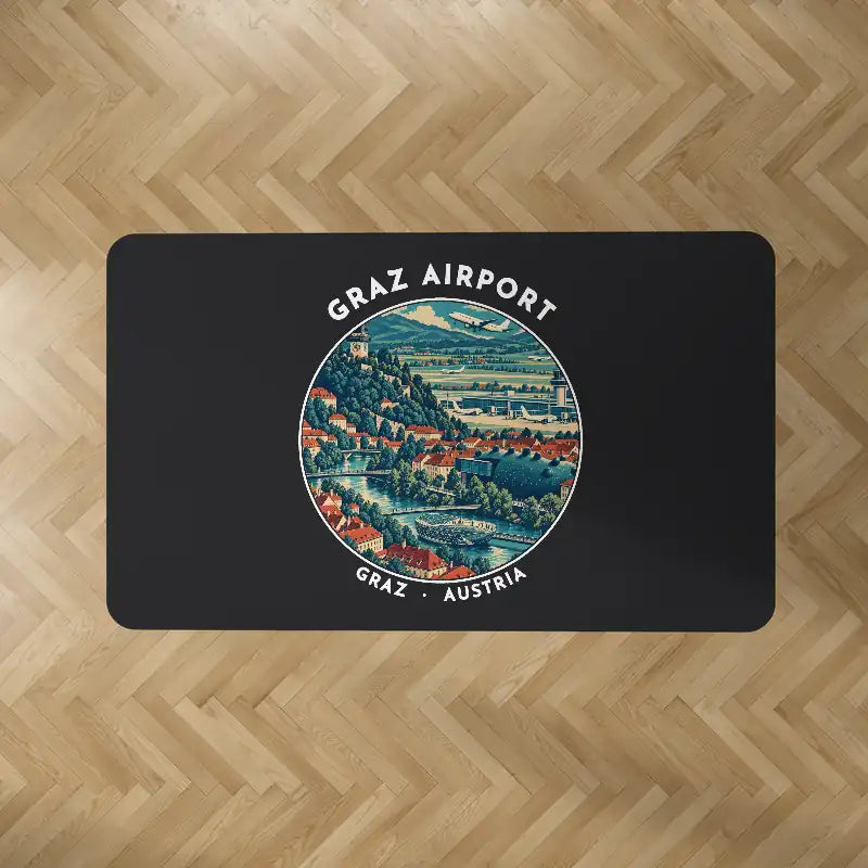 Graz Airport (GRZ) Carpets - Carpet Rectangle - Badge - Black V2