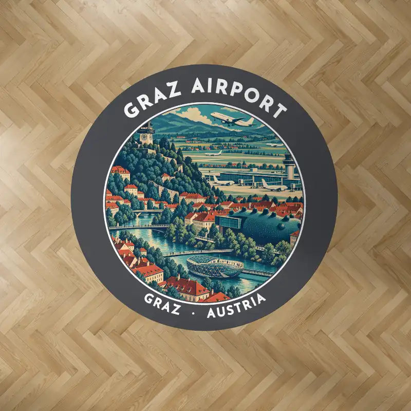 Graz Airport (GRZ) Carpets - Carpet Round - Badge - Dark Gray V2
