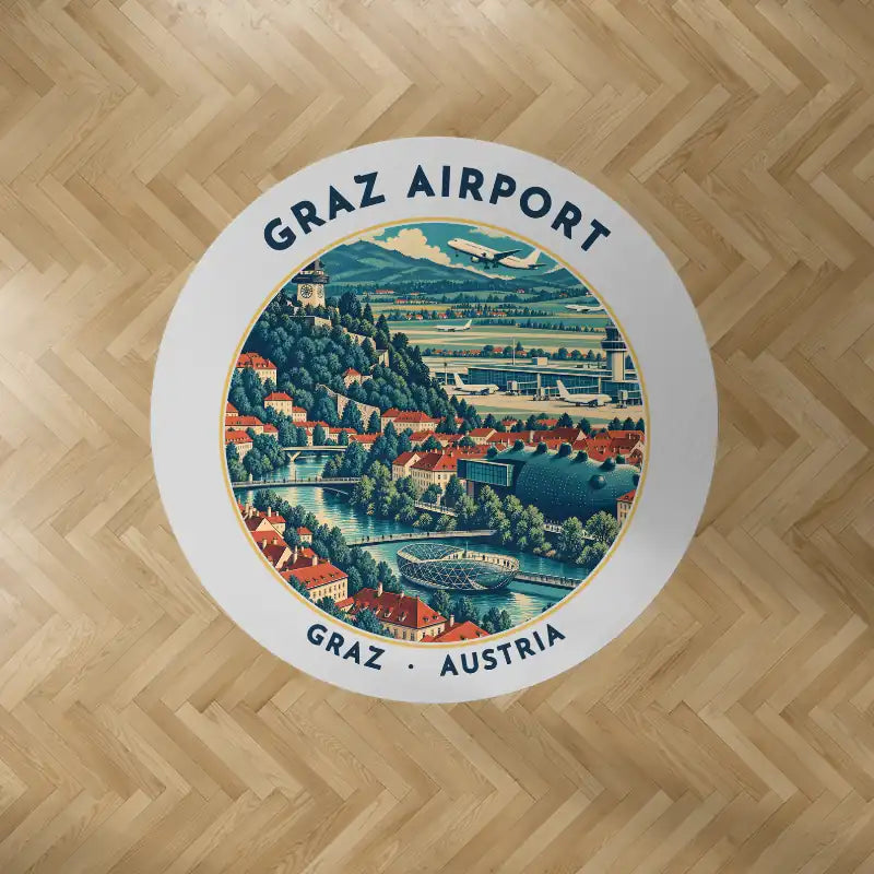 Graz Airport (GRZ) Carpets - Carpet Round - Badge - Light Gray V2