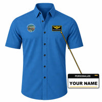 Thumbnail for Greenville-Spartanburg International Airport (GSP) Shirts - Short Sleeve Shirt - Badge - Blue + NAME