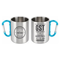 Thumbnail for Gustavus Airport (GST) Stainless Steel Mugs - Boarding Pass + Custom Back - Outdoors Mug - Light Blue