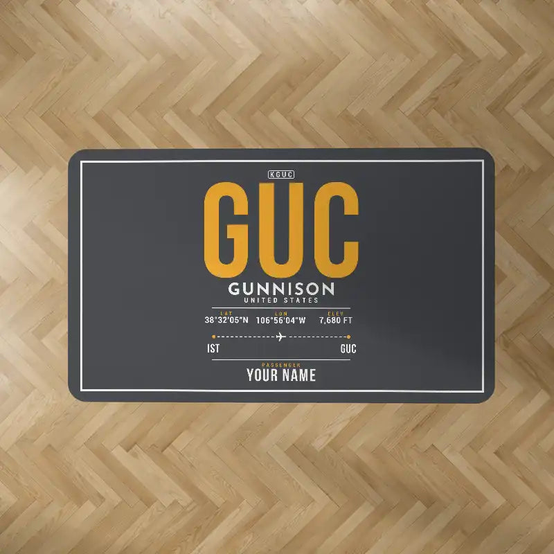 Gunnison–Crested Butte Regional Airport (GUC) Carpets - Carpet Rectangle - ID Tag + Name - Dark Gray V2