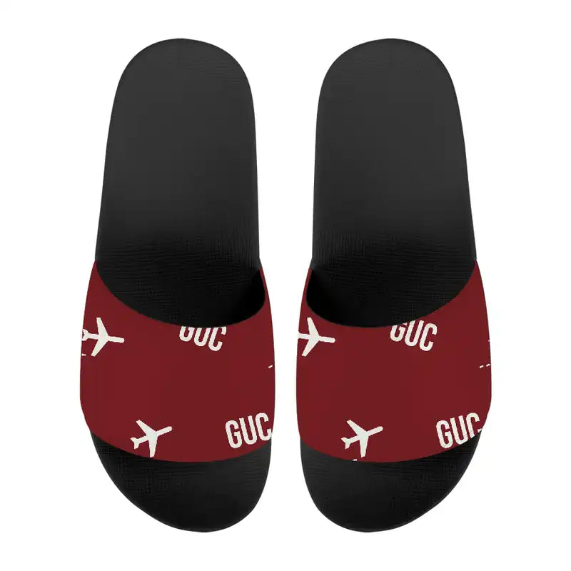Gunnison–Crested Butte Regional Airport (GUC) Slippers & Flip Flops - Slippers - Sport - Pattern - Dark Red