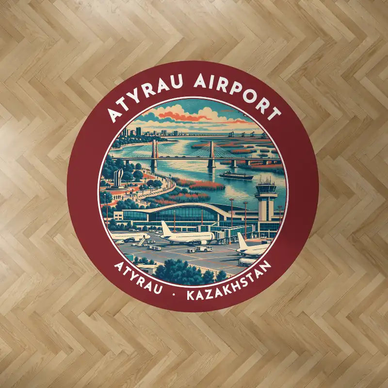 Atyrau Airport (GUW) Carpets - Carpet Round - Badge - Dark Red V2