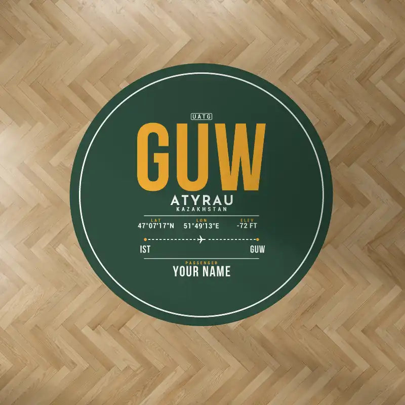 Atyrau Airport (GUW) Carpets - Carpet Round - ID Tag + Name - Dark Green V2