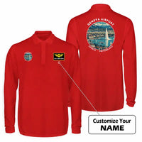 Thumbnail for Geneva Airport (GVA) Premium Polo T-Shirts - Badge + Name - Long Sleeve - Red