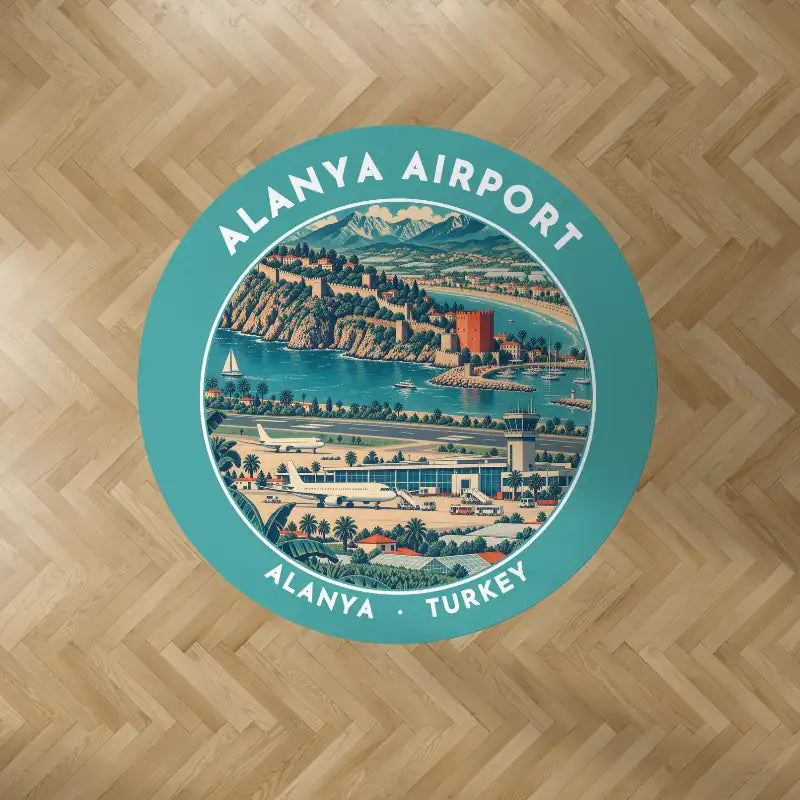 Gazipasa-Alanya Airport (GZP) Carpets - Carpet Round - Badge - Turquoise V2