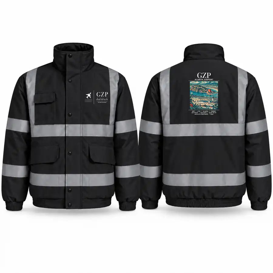 Gazipasa-Alanya Airport (GZP) Reflective Winter Jackets - Poster - Black