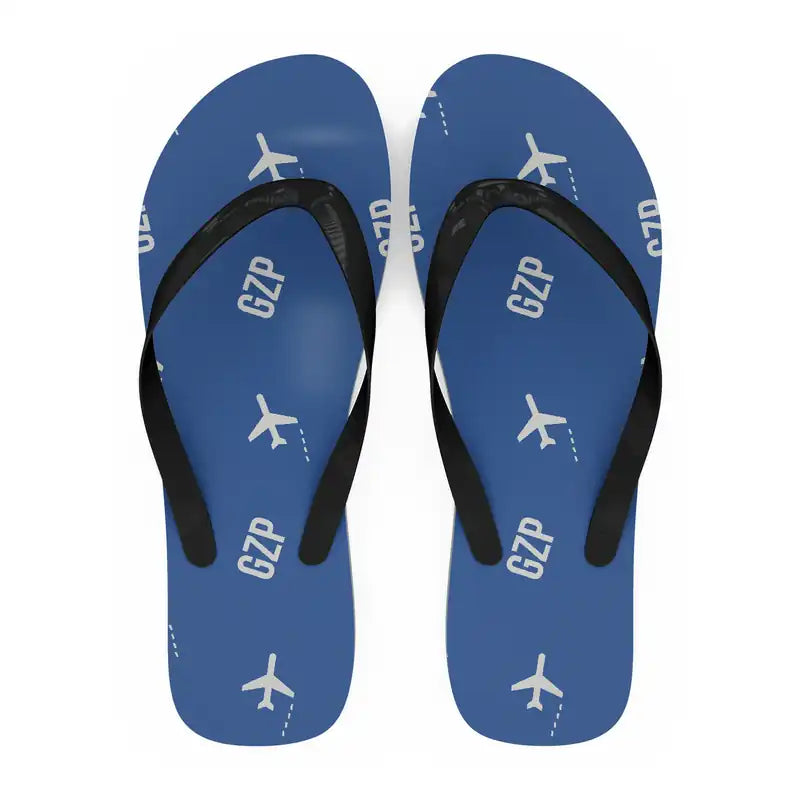 Gazipasa-Alanya Airport (GZP) Slippers & Flip Flops - Slippers - Flip Flops - Pattern - Blue