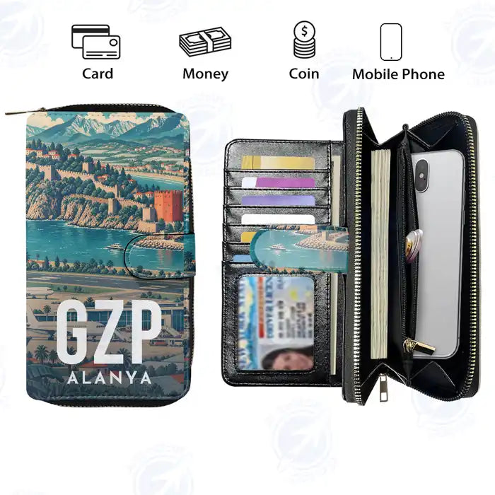 Gazipasa-Alanya Airport (GZP) Leather Wallets - Zip Long Wallet - Scene
