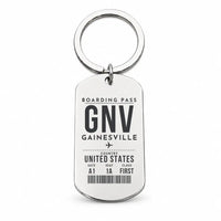 Thumbnail for Gainesville Regional Airport GNV - Key Chain - Boarding Pass Style - Silver