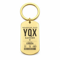 Thumbnail for Gander International Airport YQX - Key Chain - Boarding Pass Style - Gold