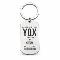 Thumbnail for Gander International Airport YQX - Key Chain - Boarding Pass Style - Silver