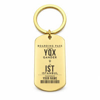 Thumbnail for Gander International Airport YQX - Key Chain - Customizable Boarding Pass - Gold