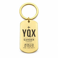 Thumbnail for Gander International Airport YQX - Key Chain - Original Design - Gold