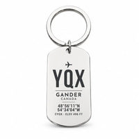 Thumbnail for Gander International Airport YQX - Key Chain - Original Design - Silver