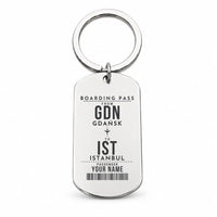 Thumbnail for Gdańsk Lech Wałęsa Airport GDN - Key Chain - Customizable Boarding Pass - Silver