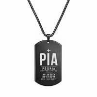 Thumbnail for General Wayne A. Downing Peoria International Airport PIA - Necklace - Original Design - Black