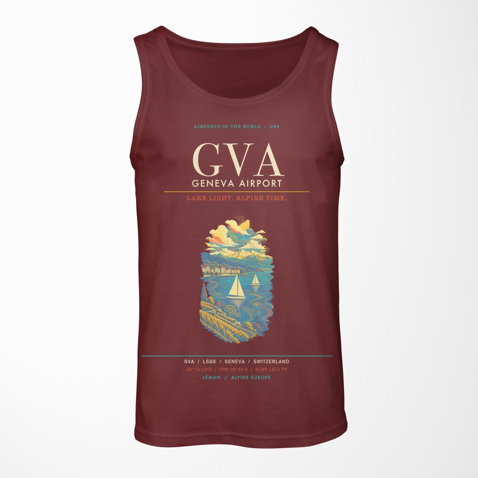 Geneva Airport GVA Tank Top - Dark Red