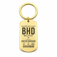 Thumbnail for George Best Belfast City Airport BHD - Key Chain - Boarding Pass Style - Gold