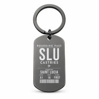 Thumbnail for George F. L. Charles Airport SLU — Castries - Key Chain - Boarding Pass Style - Black