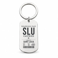 Thumbnail for George F. L. Charles Airport SLU — Castries - Key Chain - Boarding Pass Style - Silver