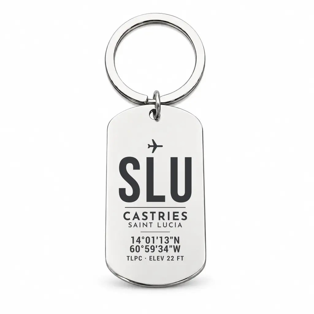 George F. L. Charles Airport SLU — Castries - Key Chain - Original Design - Silver