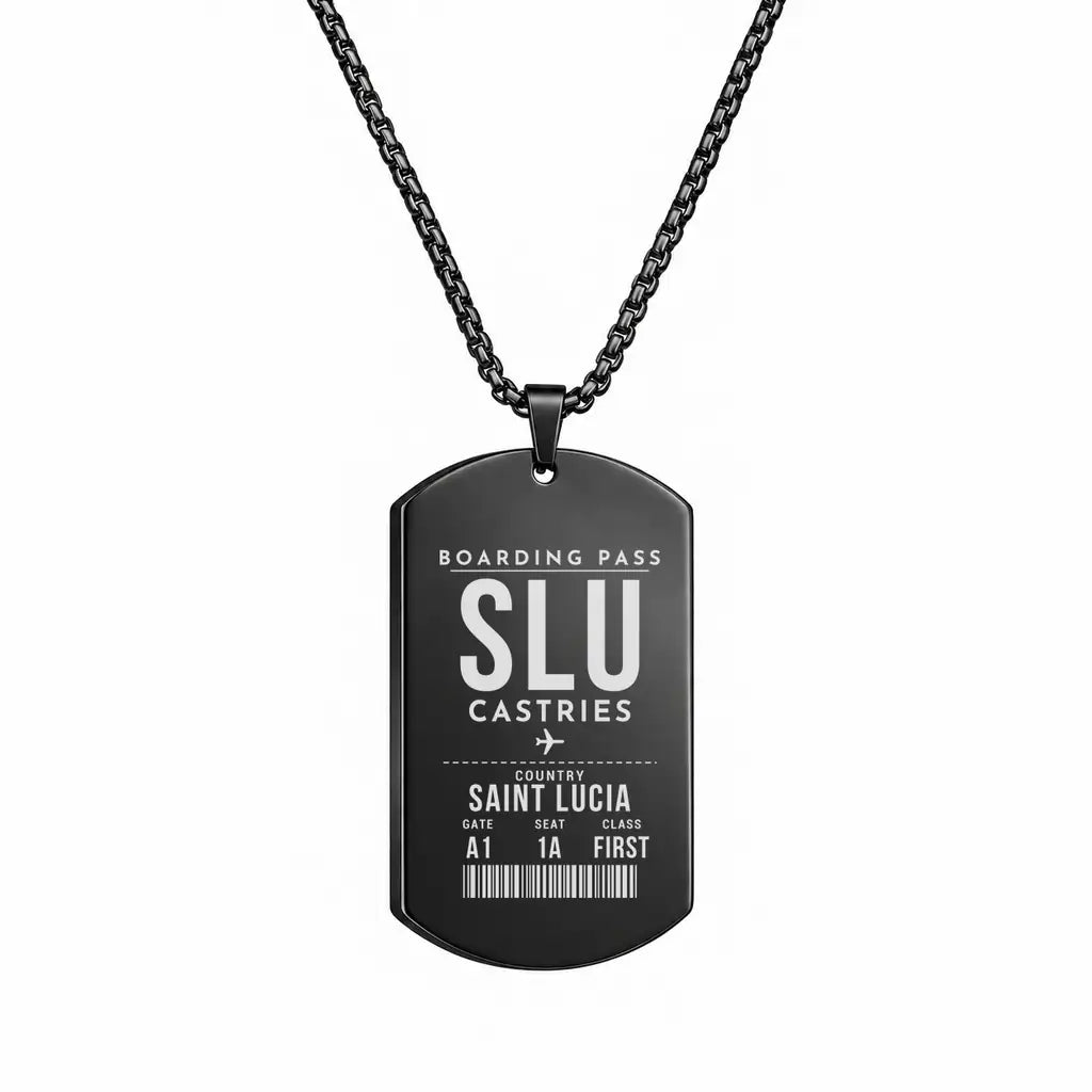 George F. L. Charles Airport SLU — Castries - Necklace - Boarding Pass Style - Black