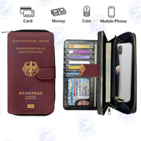 Thumbnail for Germany Passport Designed Leather Long Zipper Wallets