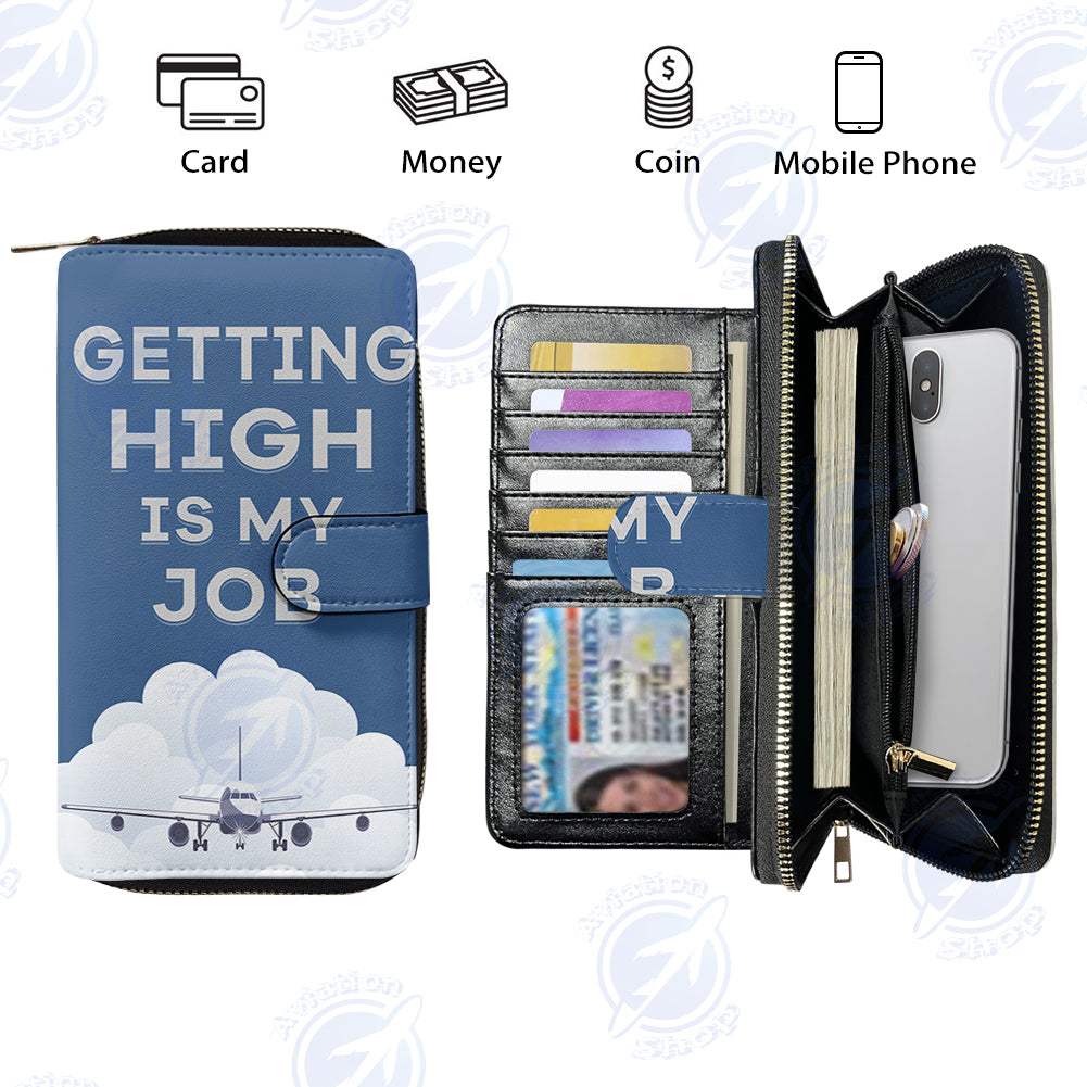 Getting High Is My Job Designed Leather Long Zipper Wallets