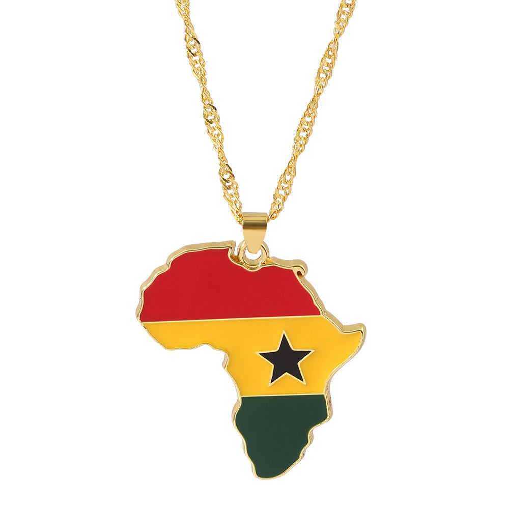 Ghana Map Flag Necklace