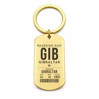Thumbnail for Gibraltar Airport GIB - Key Chain - Boarding Pass Style - Gold