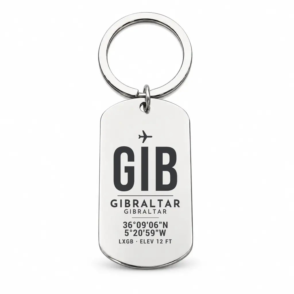 Gibraltar Airport GIB - Key Chain - Original Design - Silver