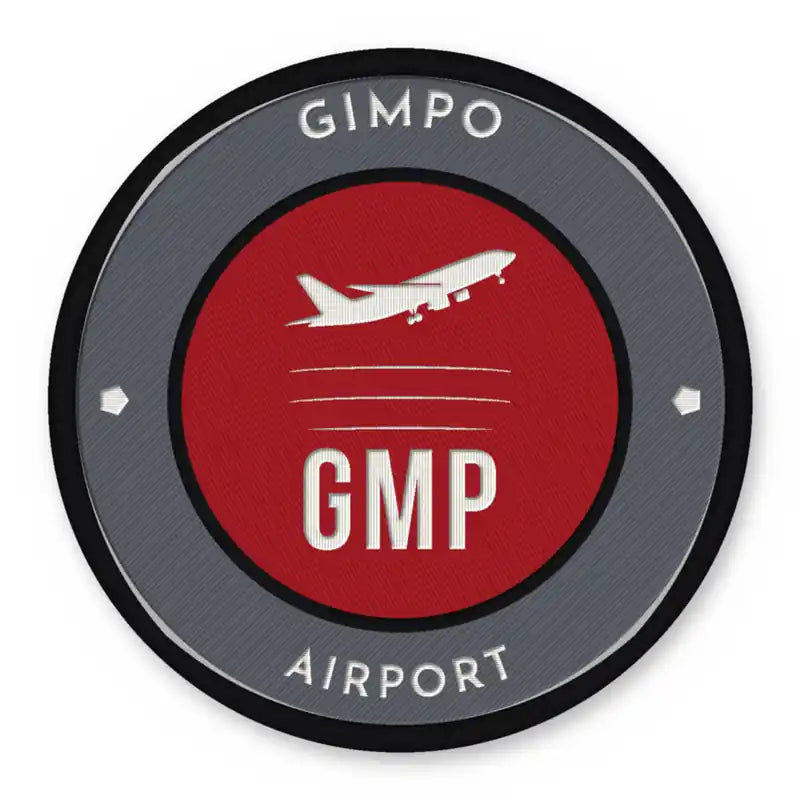 Gimpo International Airport (GMP) Patches - Circle - Grey Red