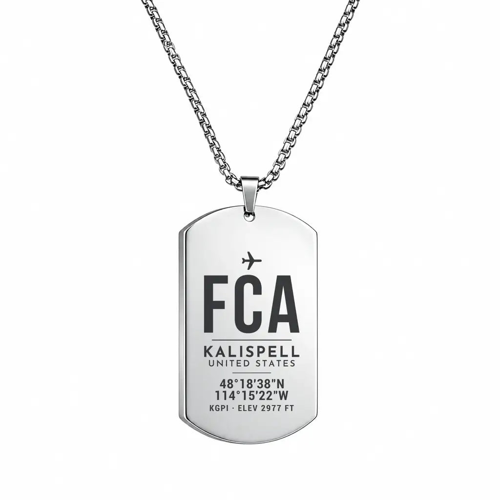 Glacier Park International Airport FCA — Kalispell - Necklace - Original Design - Silver