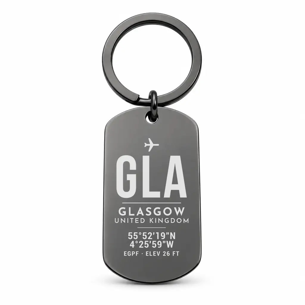 Glasgow Airport GLA - Key Chain - Original Design - Black