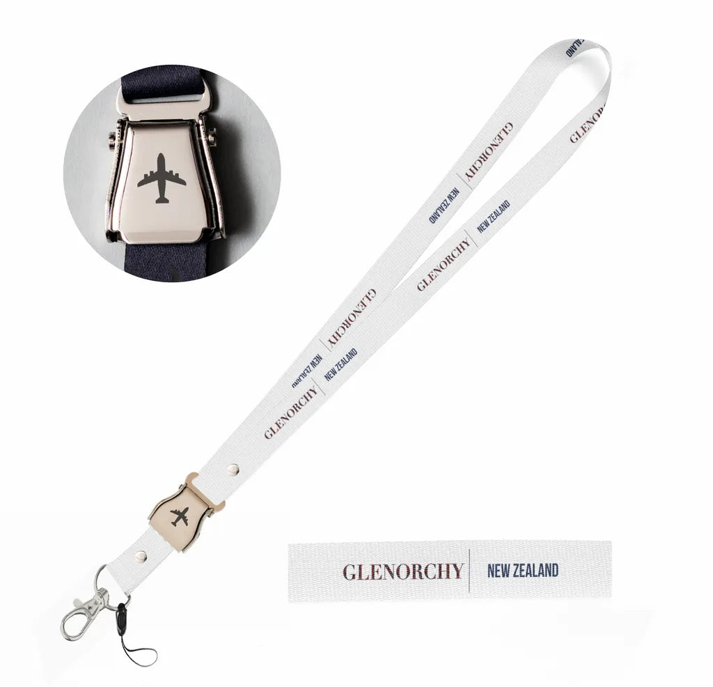 Glenorchy City Series seat belt lanyard - white