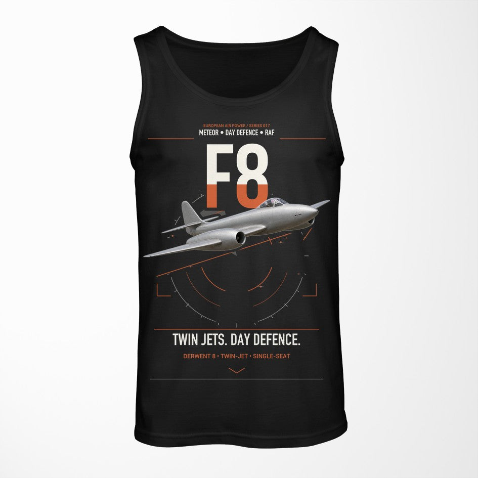 Gloster Meteor F8 design on black tank top