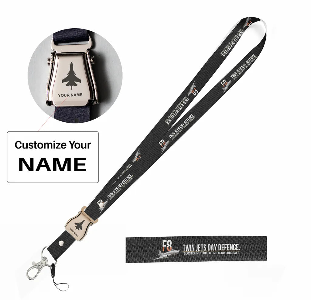 Gloster Meteor F8 seat belt lanyard - black with name