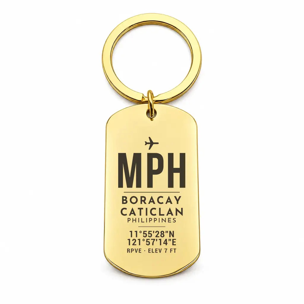 Godofredo P. Ramos Airport Boracay Caticlan MPH - Key Chain - Original Design - Gold