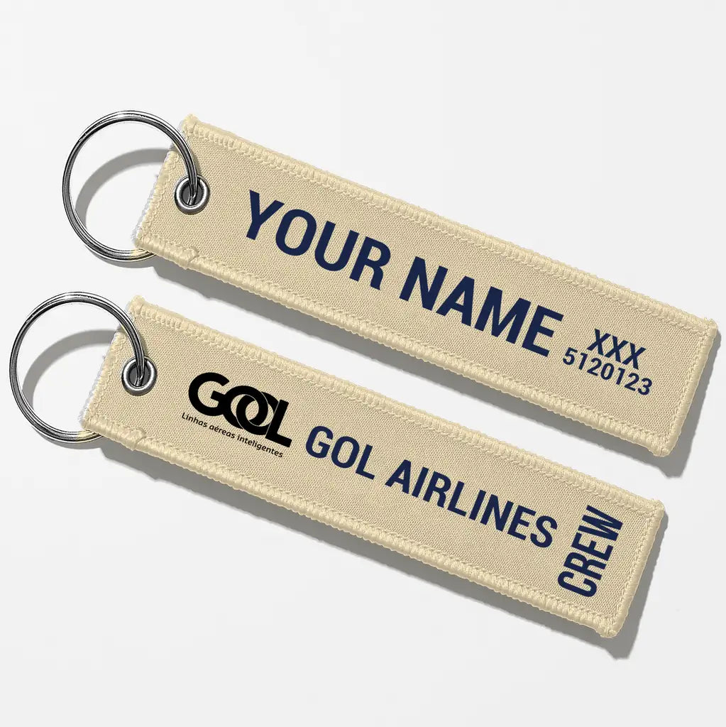 Gol Linhas Aéreas Inteligentes Crew & Staff Tag Key Chains - Beige - Crew + Name