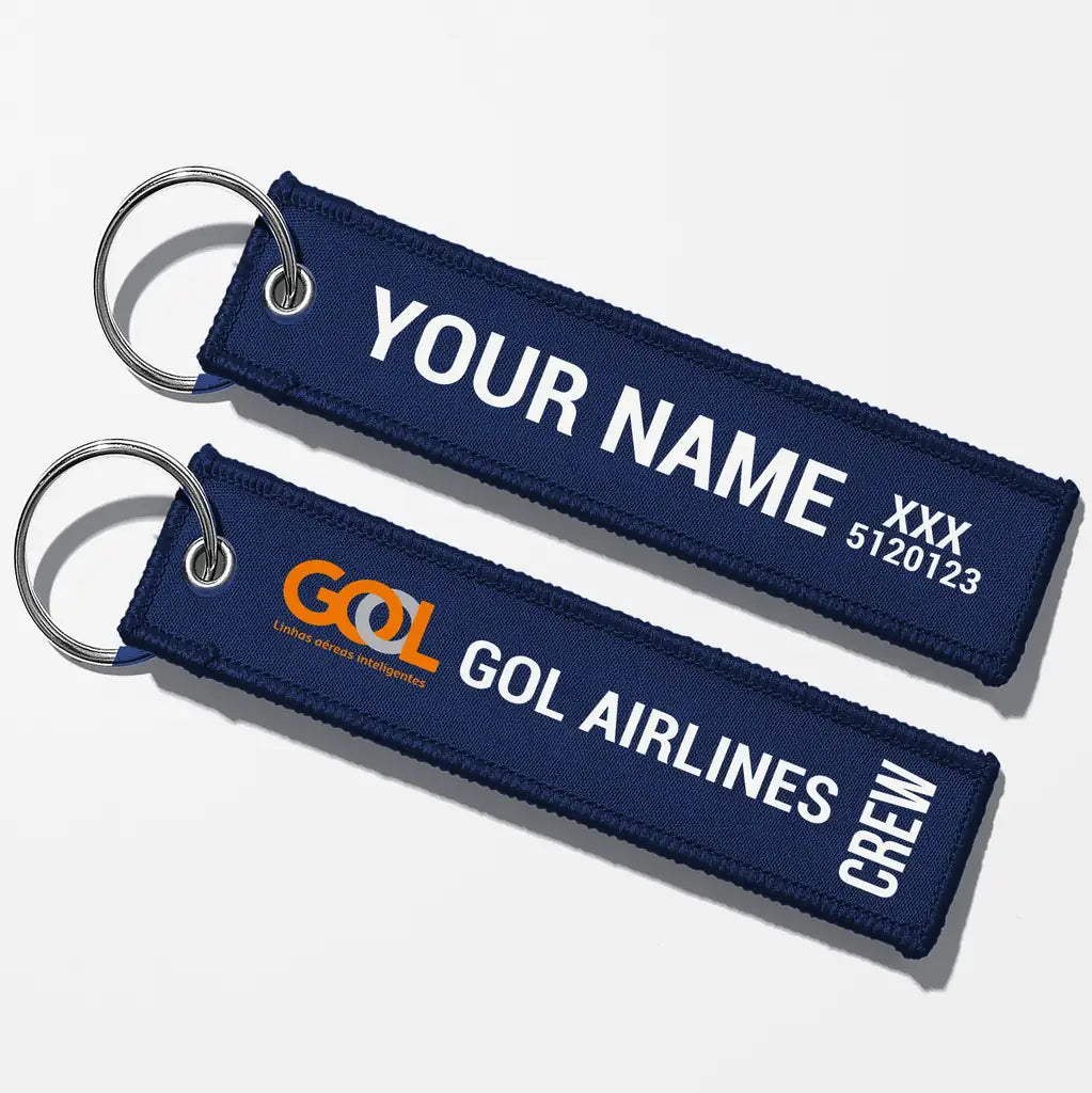Gol Linhas Aéreas Inteligentes Crew & Staff Tag Key Chains - Navy Blue - Crew + Name