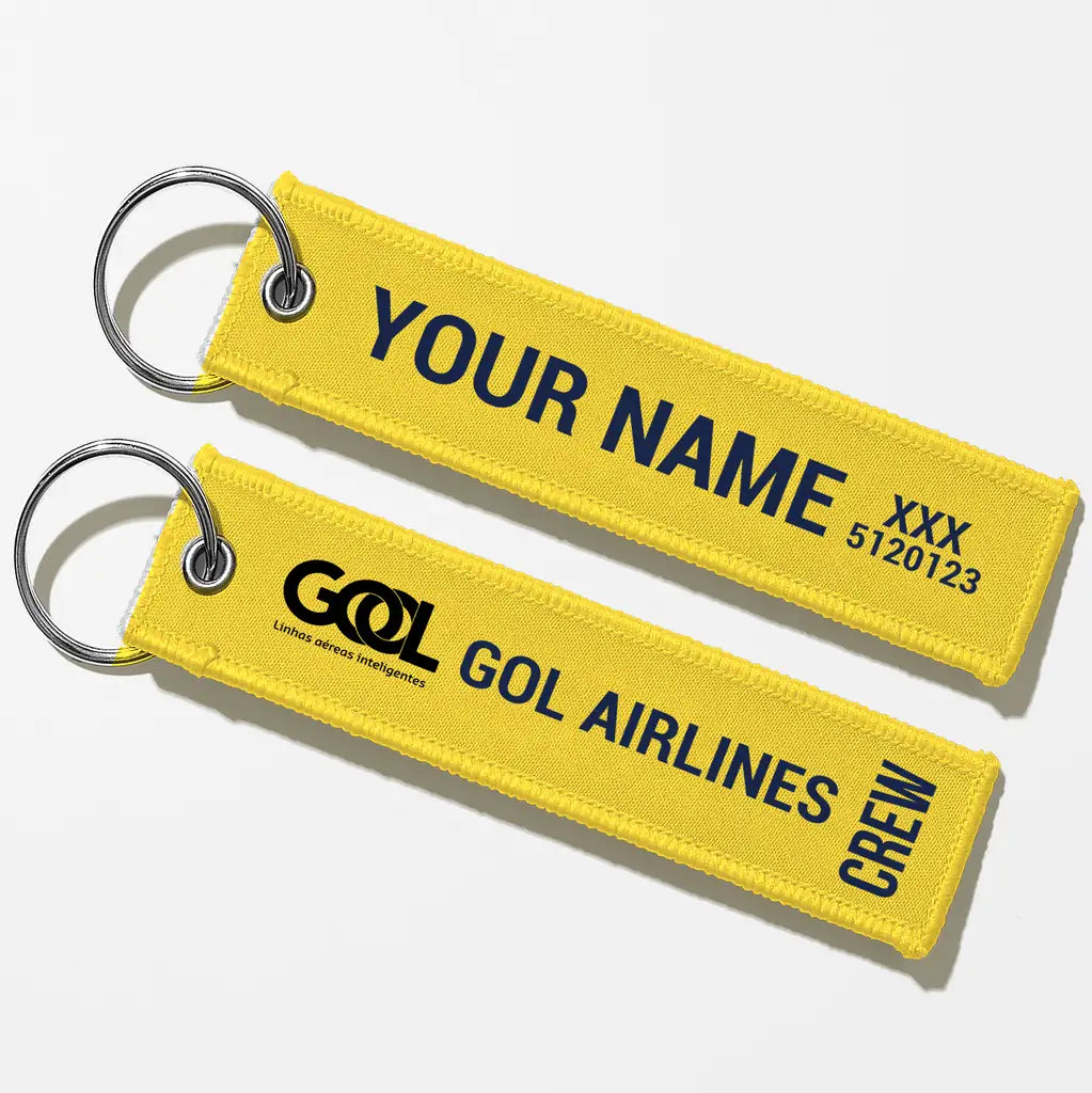 Gol Linhas Aéreas Inteligentes Crew & Staff Tag Key Chains - Yellow - Crew + Name