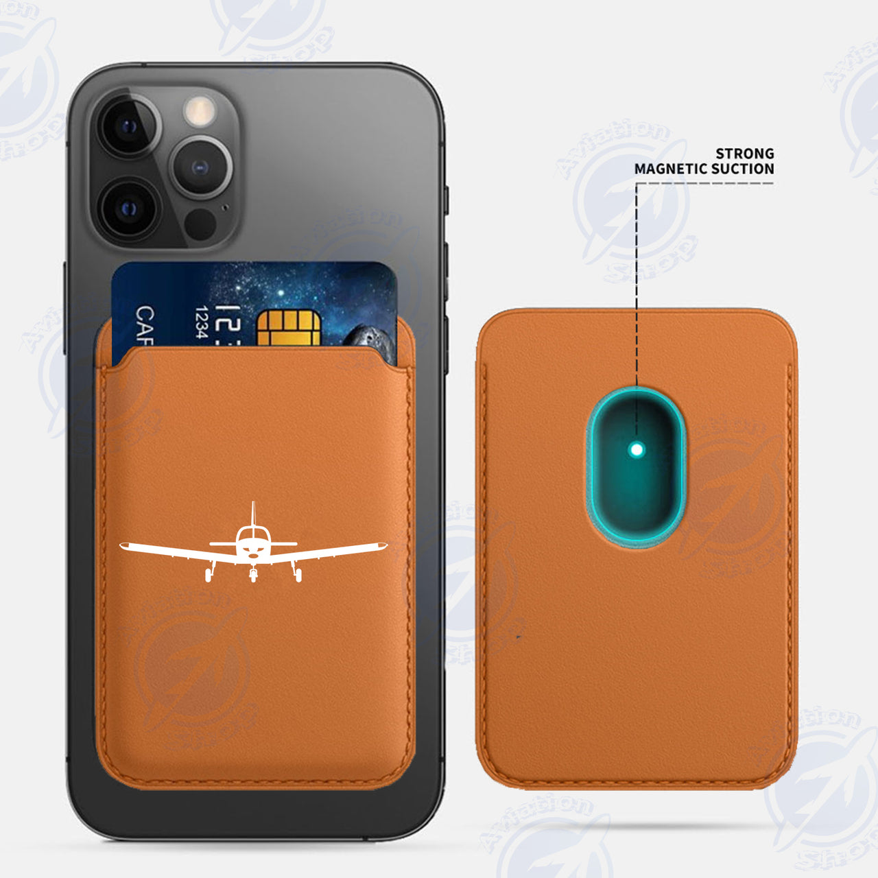 Piper PA28 Silhouette Plane iPhone Cases Magnetic Card Wallet