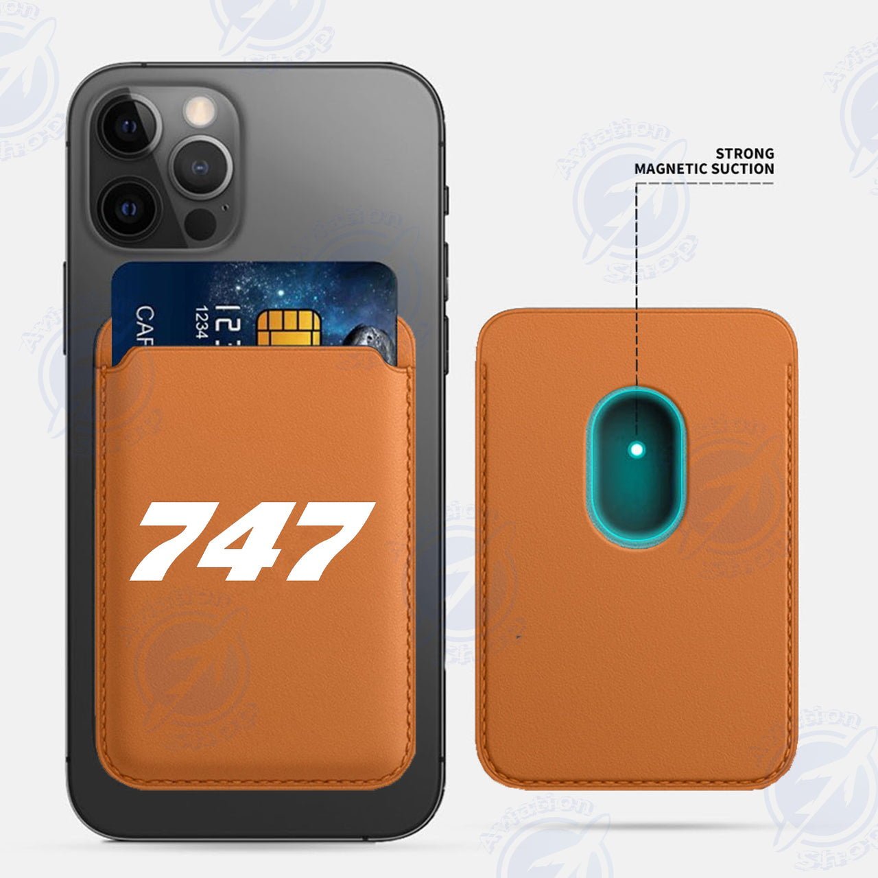 747 Flat Text iPhone Cases Magnetic Card Wallet