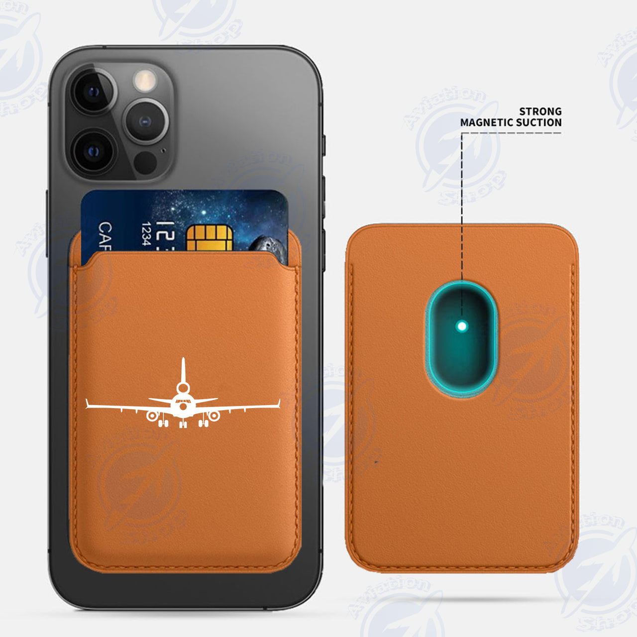 McDonnell Douglas MD-11 Silhouette Plane iPhone Cases Magnetic Card Wallet