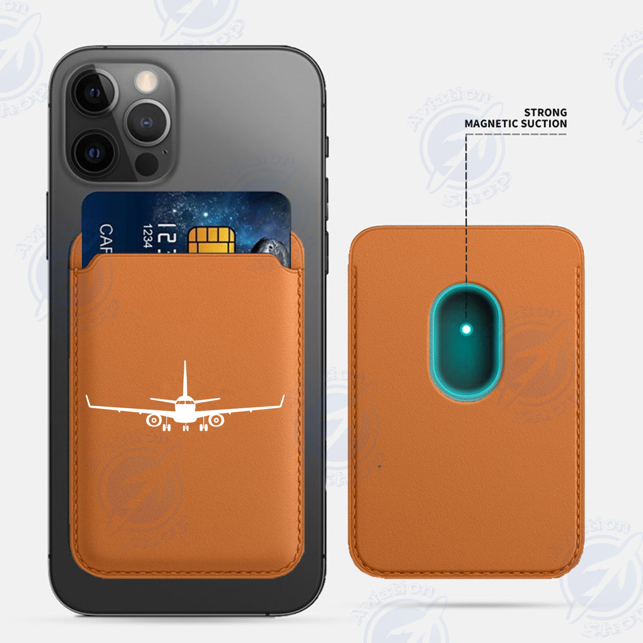 Embraer E-190 Silhouette Plane iPhone Cases Magnetic Card Wallet